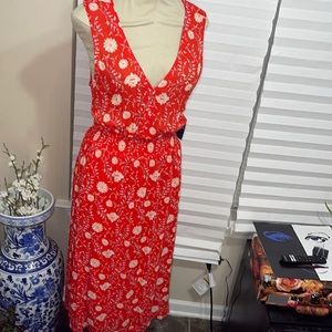 Lucky Brand red floral dress 100% viscose with lining